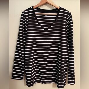 Lane Bryant Long Sleeve Striped V Neck T-Shirt
